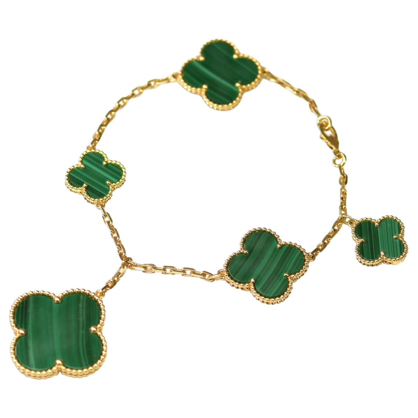 [Jesse jewelry]MAGIC CLOVER MALACHITE GOLD BRACELET 5 MOTIFS
