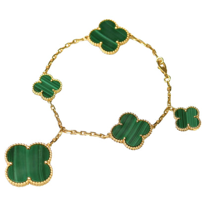 [Jesse jewelry]MAGIC CLOVER MALACHITE GOLD BRACELET 5 MOTIFS