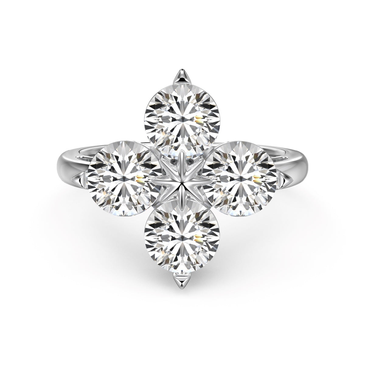 [Jesse jewelry]Four-Leaf Clover Eight-Pointed Star Ring