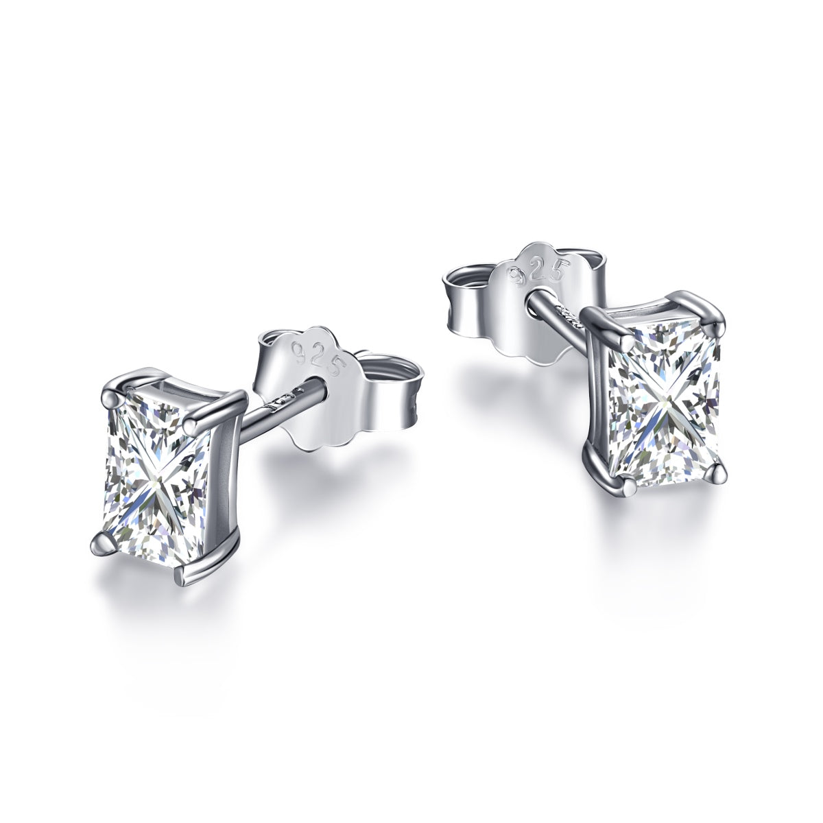 [Jesse jewelry]Stylish Shiny Rectangular Center Stone Stud Earrings