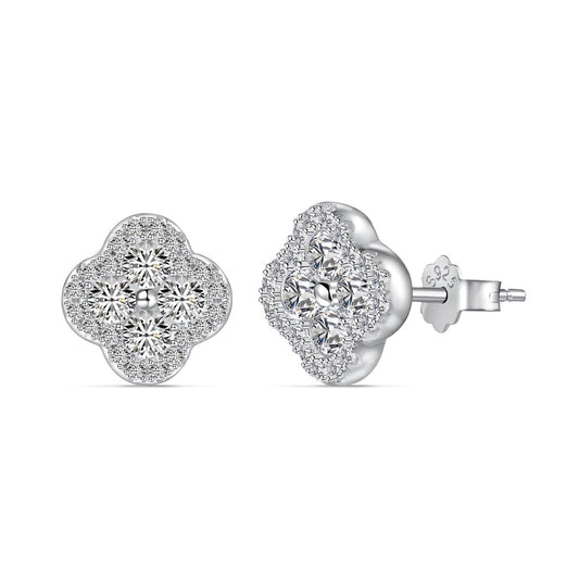 [Jesse jewelry]Four-Leaf Clover Flower Shaped Earrings