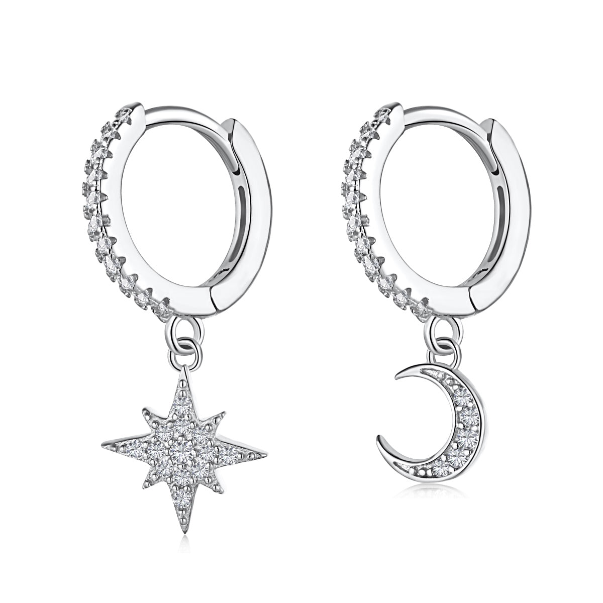 [Jesse jewelry]Star and Moon Asymmetric Earrings