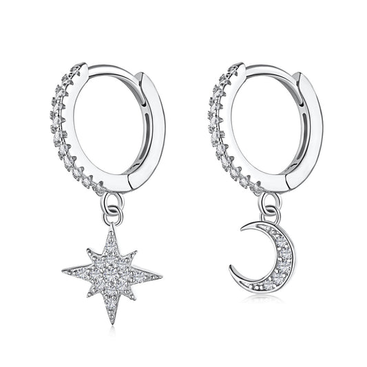 [Jesse jewelry]Star and Moon Asymmetric Earrings