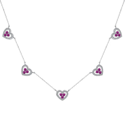 [Jesse jewelry]Sparkling Five Heart Necklace