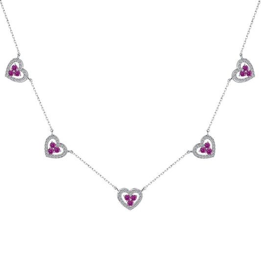 [Jesse jewelry]Sparkling Five Heart Necklace
