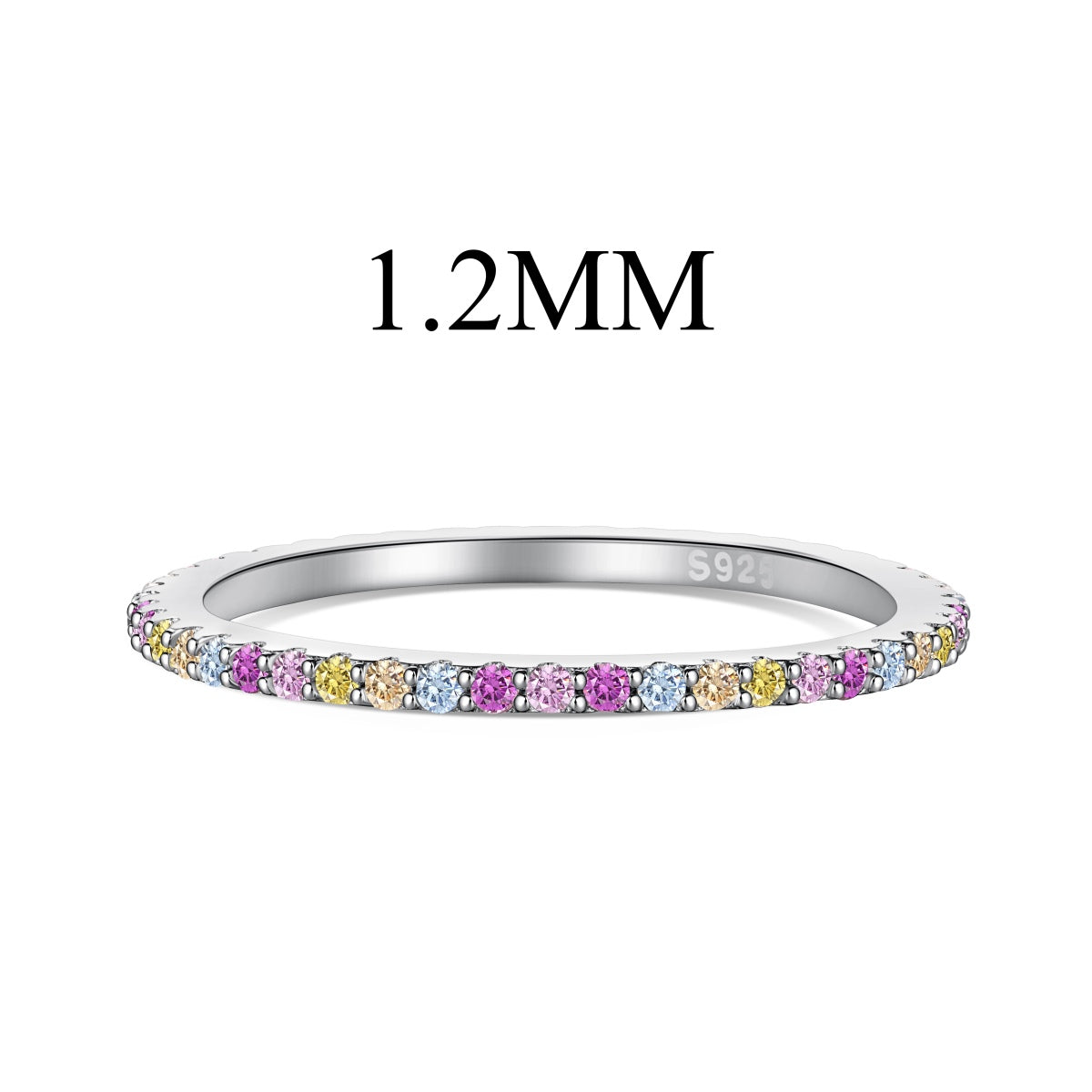 [Jesse jewelry]Ornate Colorful Round Cut Tennis Ring