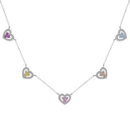 [Jesse jewelry]Sparkling Five Heart Necklace