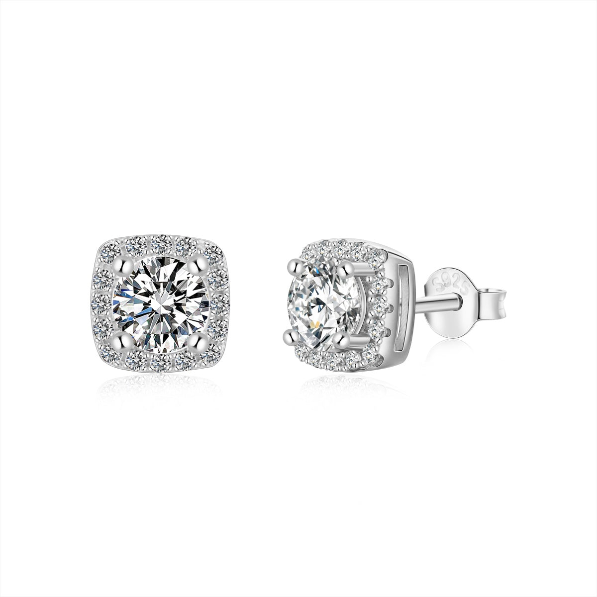 [Jesse jewelry]Classic Round Center Stone Stud Earrings