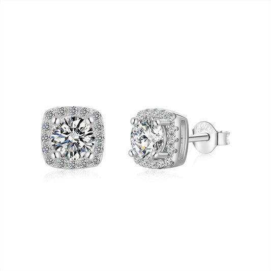 [Jesse jewelry]Classic Round Center Stone Stud Earrings