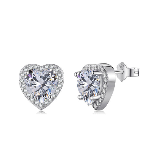 [Jesse jewelry]Sparkling Heart Shape Lover Earrings