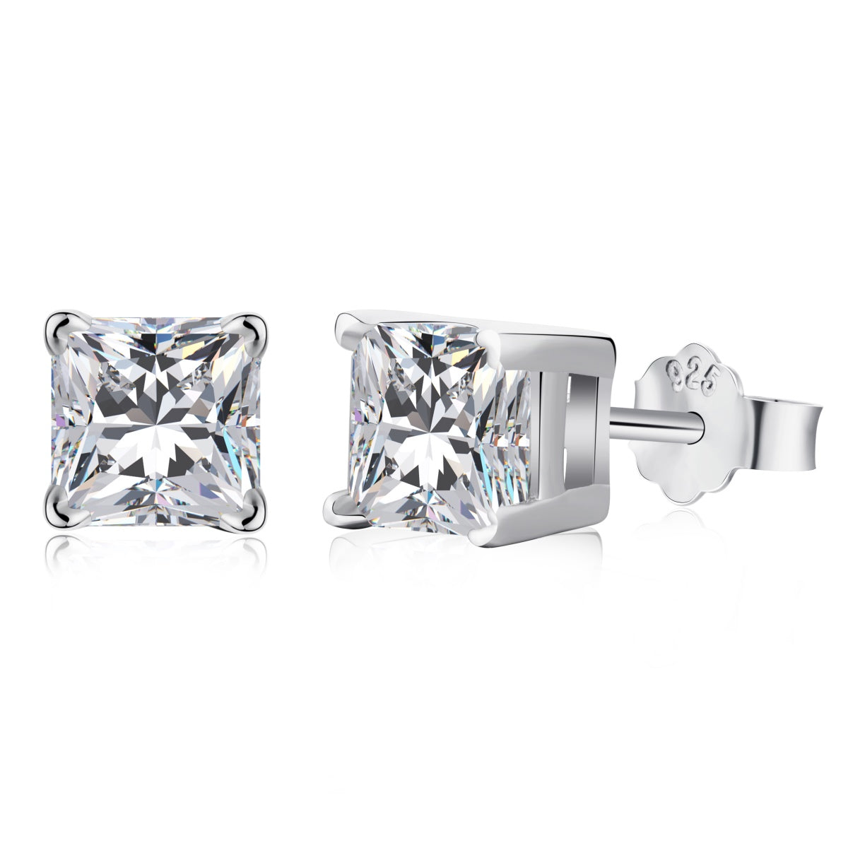 [Jesse jewelry]1.0 Carat Radiant Princess Cut Wedding Earrings