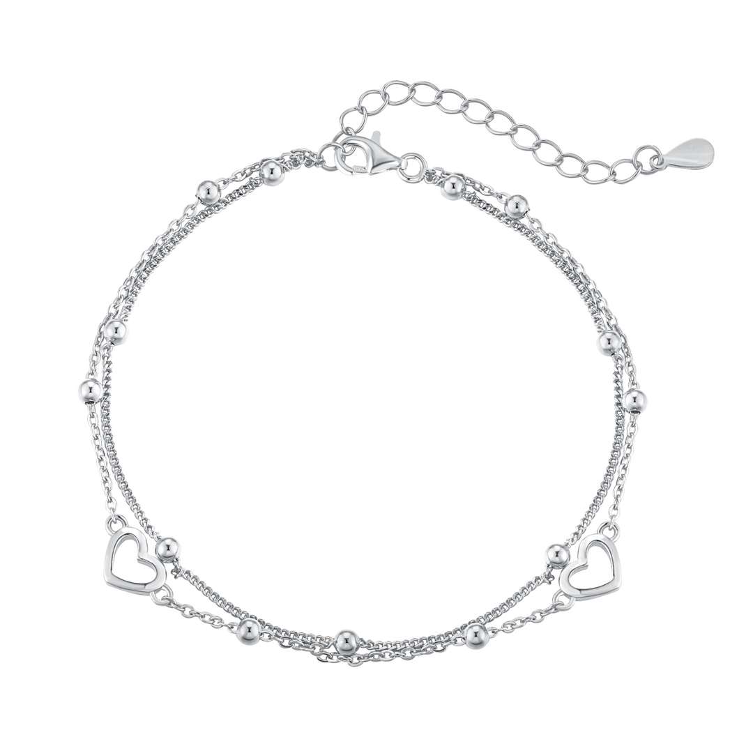[Jesse jewelry]Dainty Double Layer Love Heart Bracelet