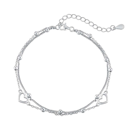 [Jesse jewelry]Dainty Double Layer Love Heart Bracelet