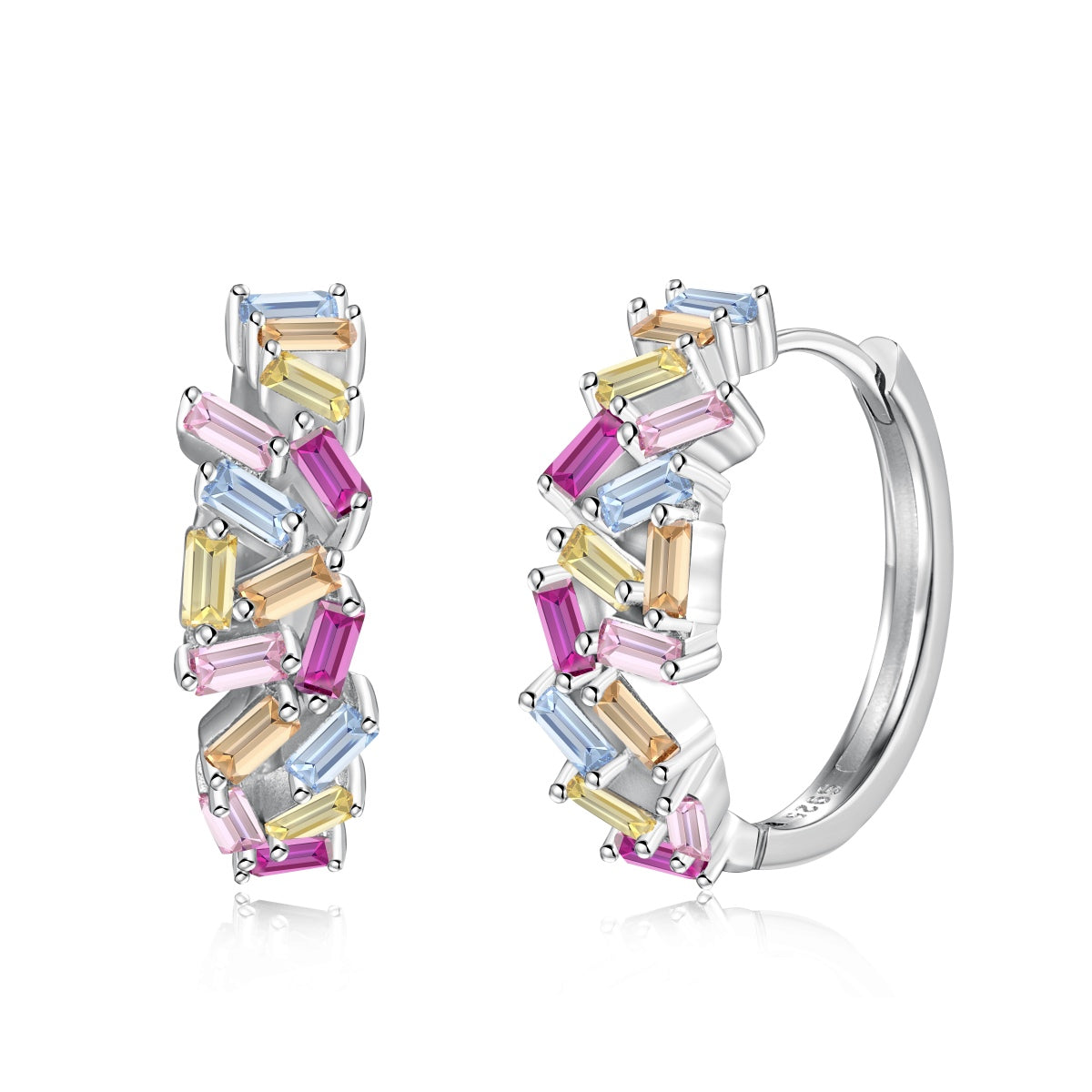 [Jesse jewelry]Dazzling Colorful Emerald Cut Daily Earrings