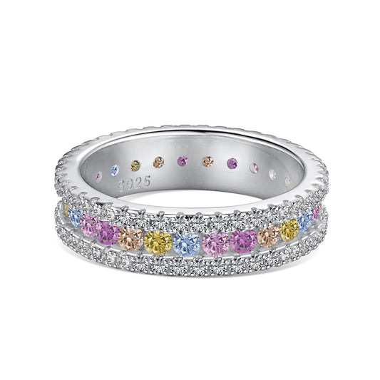 [Jesse jewelry]Delicate Colorful Round Cut Daily Ring