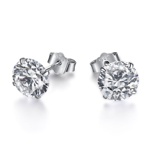 [Jesse jewelry]Stylish Shiny Round Center Stone Stud Earrings