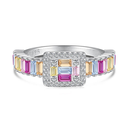 [Jesse jewelry]Exquisite Colorful Radiant Cut Party Ring