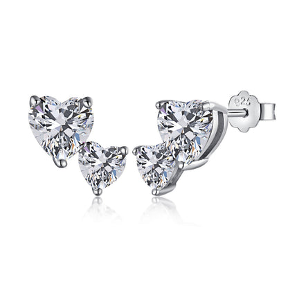[Jesse jewelry]Double Heart-Shape Classic Princess Style Earrings