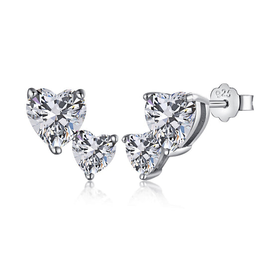 [Jesse jewelry]Double Heart-Shape Classic Princess Style Earrings