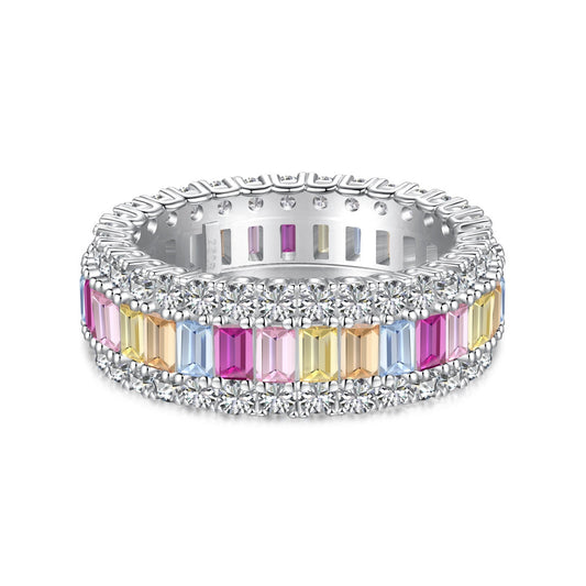 [Jesse jewelry]Dainty Colorful Radiant Cut Daily Ring