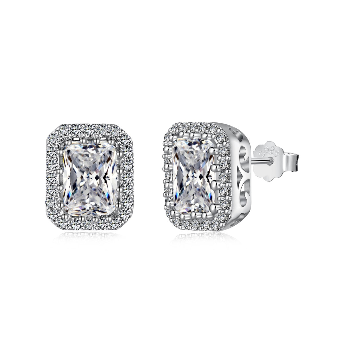 [Jesse jewelry]1.0 Carat Luxurious Dainty Emerald Cut Daily Earrings