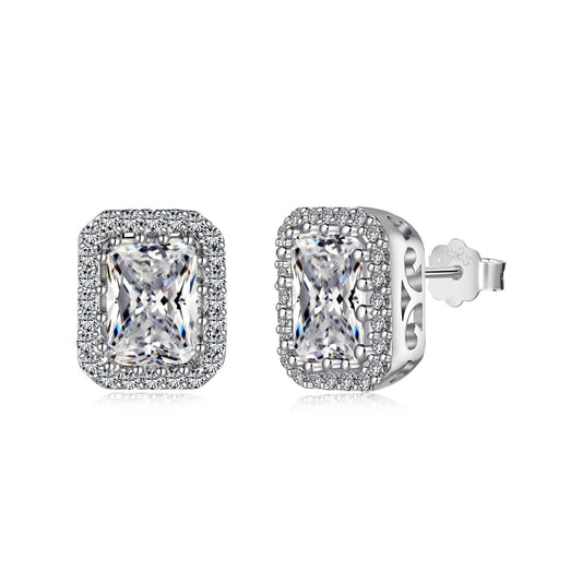 [Jesse jewelry]1.0 Carat Luxurious Dainty Emerald Cut Daily Earrings