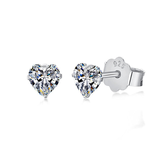 [Jesse jewelry]Sparkling Heart Shaped Simple Earrings