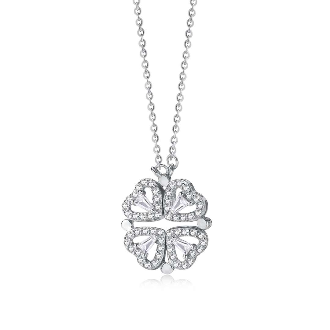 [Jesse jewelry]Ornate Heart Cut Flower Shape Necklace