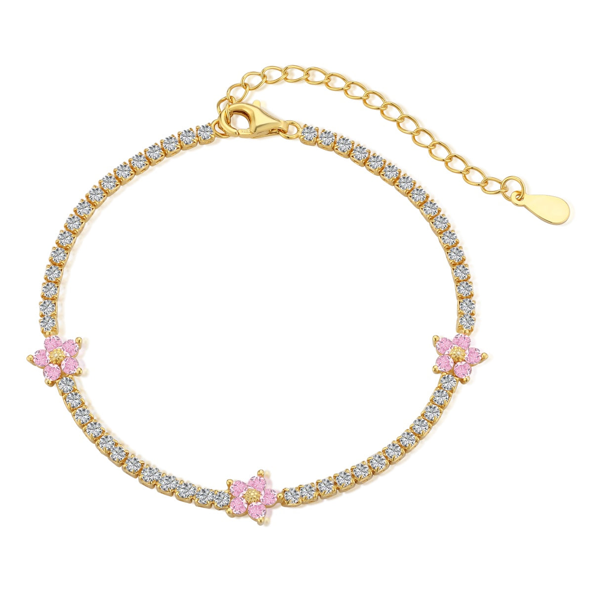 [Jesse jewelry]Sparkling Flower Shape Tennis Bracelet