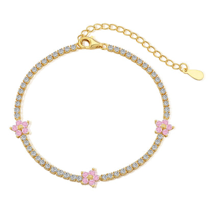 [Jesse jewelry]Sparkling Flower Shape Tennis Bracelet