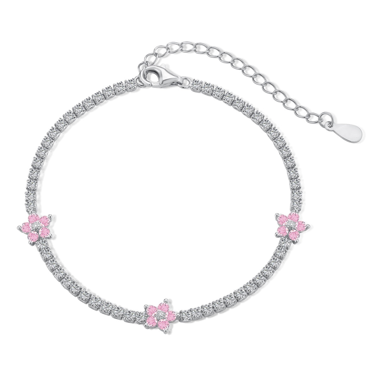 [Jesse jewelry]Sparkling Flower Shape Tennis Bracelet