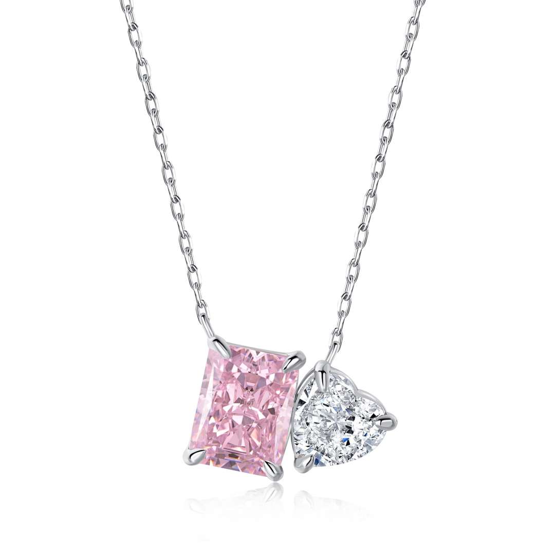 [Jesse jewelry]Dazzling Square & Heart Shape Necklace