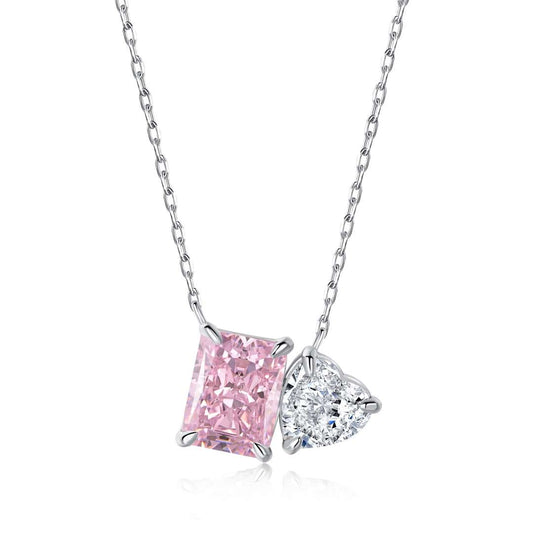 [Jesse jewelry]Dazzling Square & Heart Shape Necklace