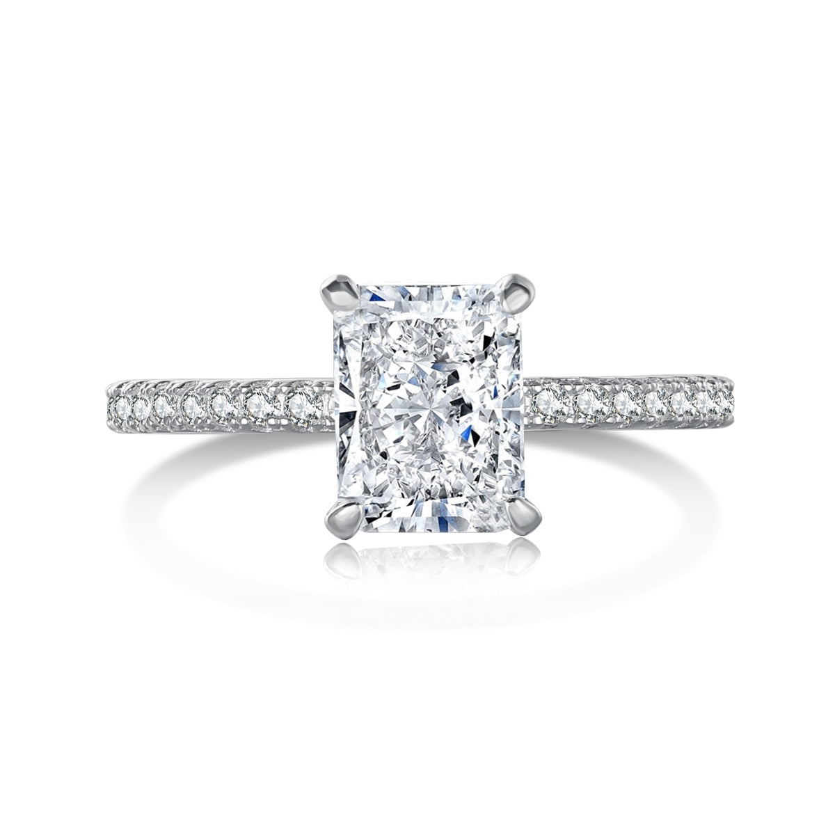 [Jesse jewelry]2.0 Carat Dazzling Sparkling Radiant Cut Party Ring