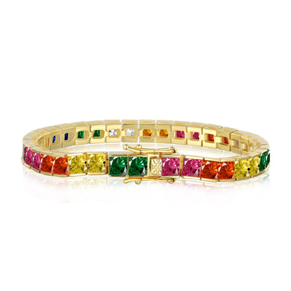 [Jesse jewelry]Radiant Colorful Princess Cut Tennis Bracelet