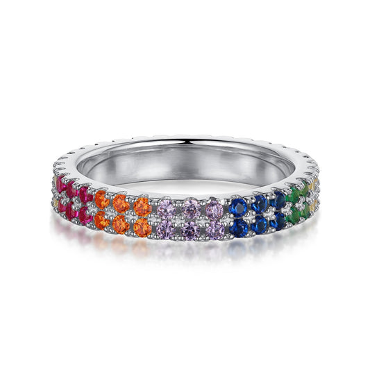 [Jesse jewelry]Unique Colorful Round Cut Tennis Ring