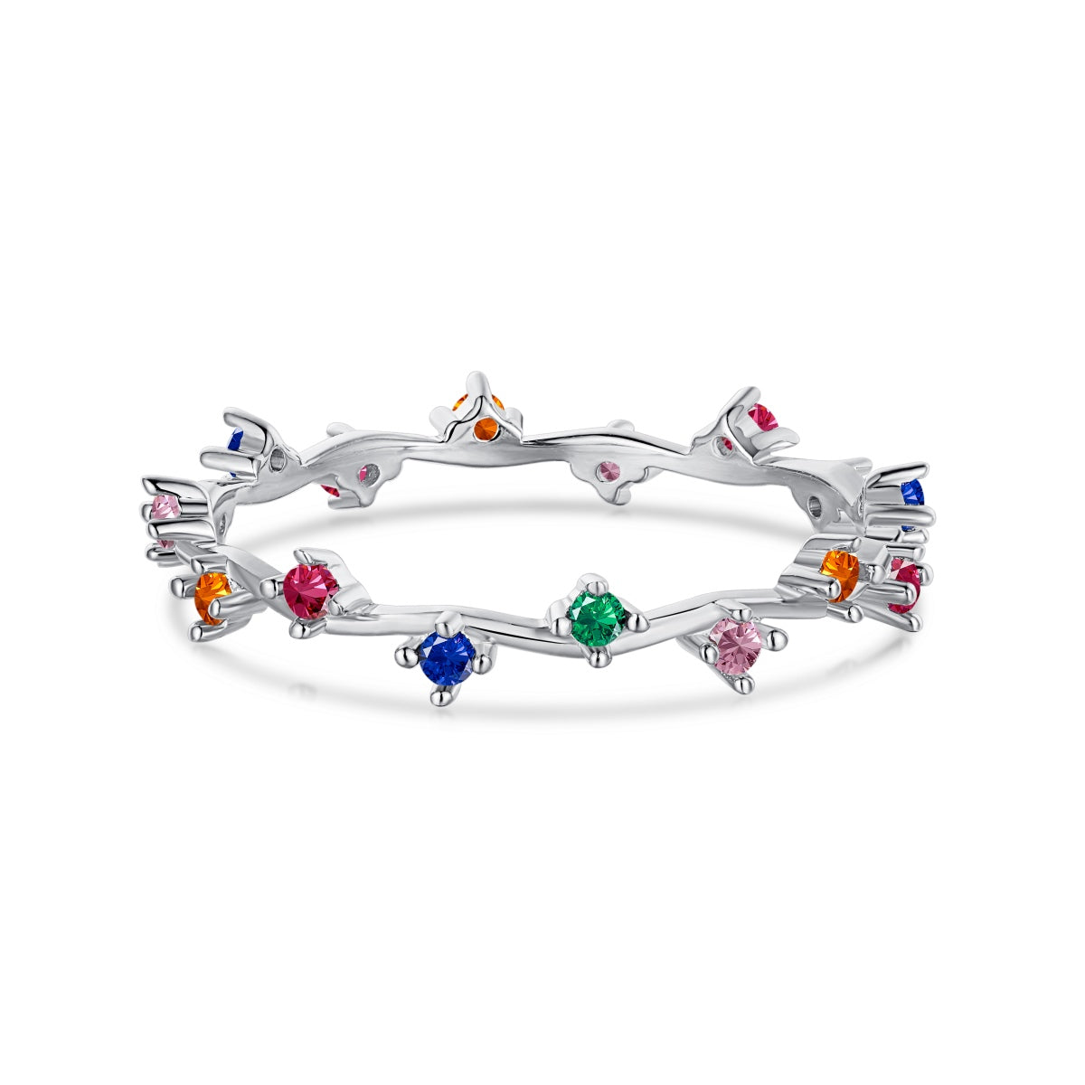 [Jesse jewelry]Radiant Colorful Round Cut Daily Ring