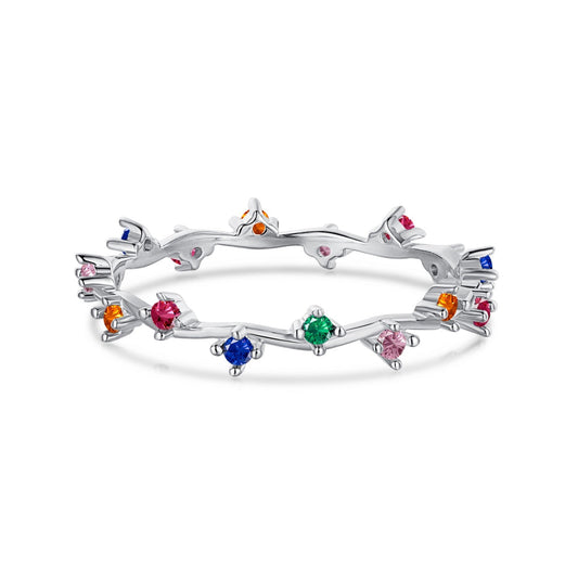 [Jesse jewelry]Radiant Colorful Round Cut Daily Ring