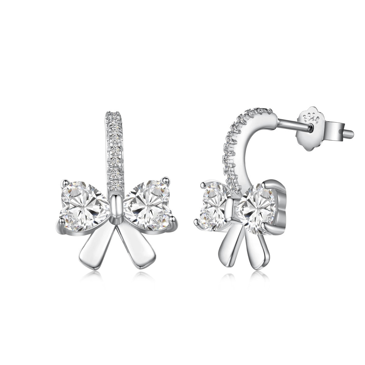 [Jesse jewelry]Exquisite Earrings With Heart-Shaped Bow Design