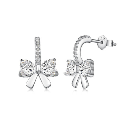 [Jesse jewelry]Exquisite Earrings With Heart-Shaped Bow Design