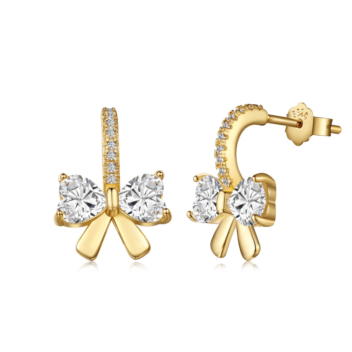 [Jesse jewelry]Exquisite Earrings With Heart-Shaped Bow Design