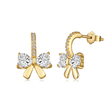[Jesse jewelry]Exquisite Earrings With Heart-Shaped Bow Design