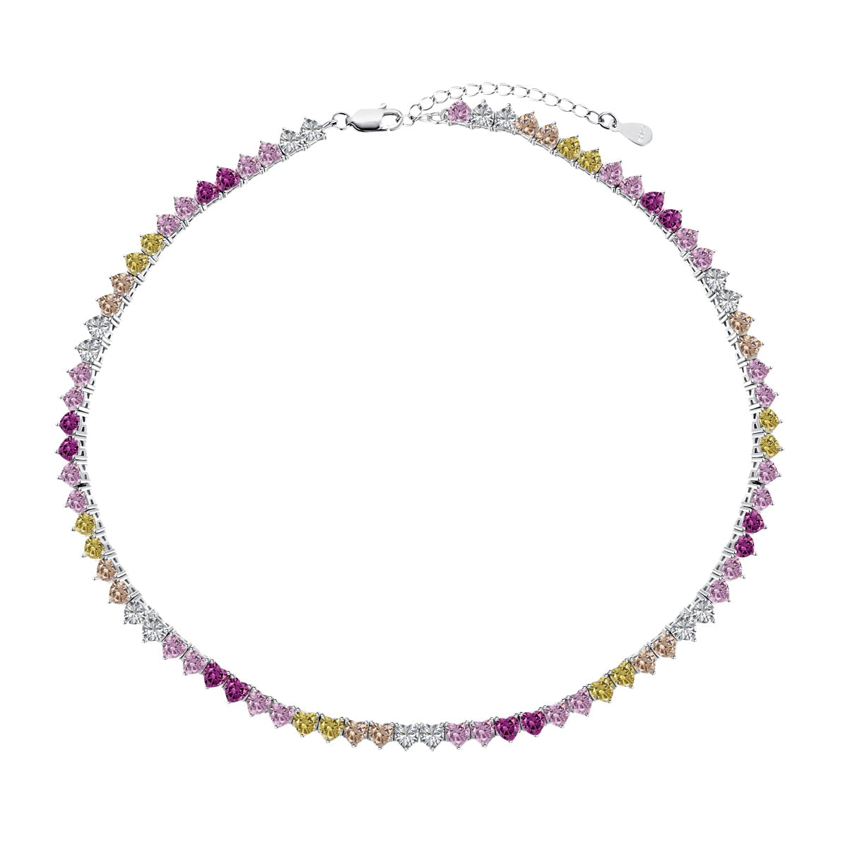 [Jesse jewelry]Sparkling Colorful Full Heart Tennis Necklace
