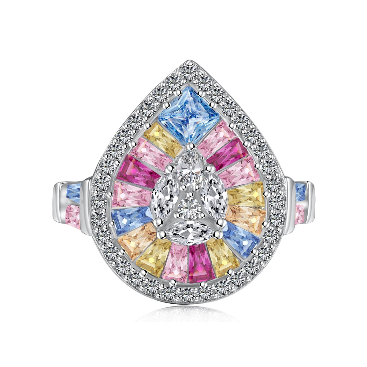 [Jesse jewelry]Elegant Colorful Water Drop Shape Banquet Ring