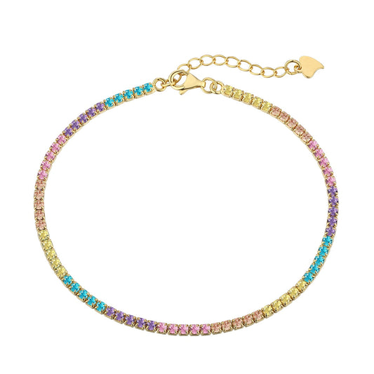 [Jesse jewelry]Dazzling Colorful Round Cut Daily Bracelet