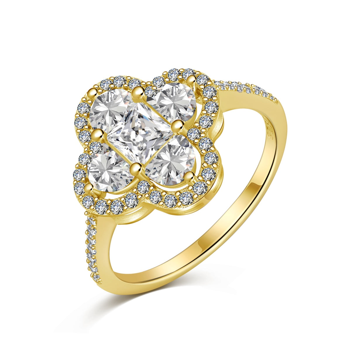 [Jesse jewelry]Luxurious Eternity Flower Shape Banquet Ring