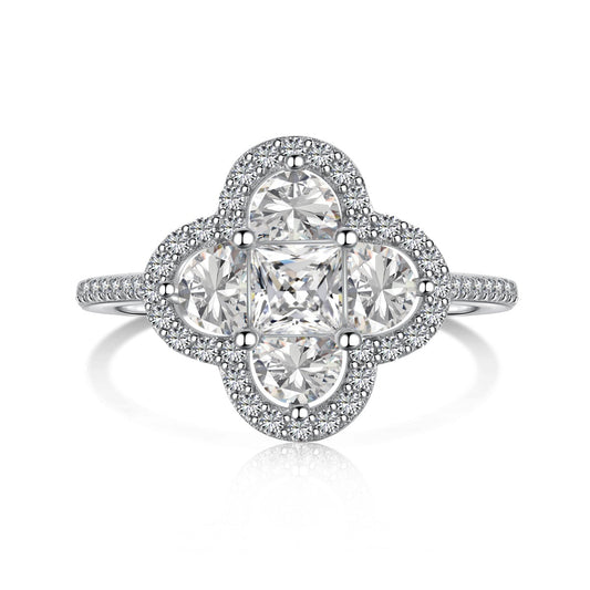 [Jesse jewelry]Luxurious Eternity Flower Shape Banquet Ring