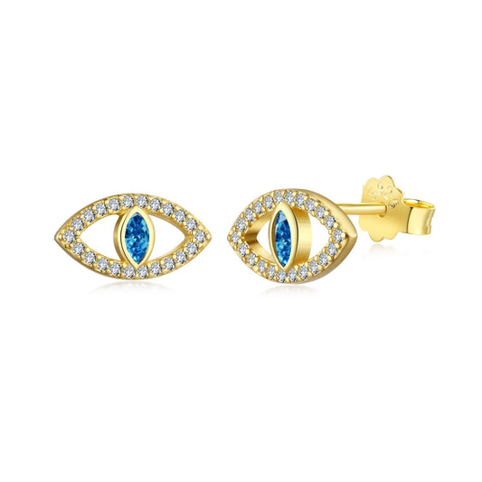 [Jesse jewelry]Blue Devil Eyes Hollow Stud Earrings
