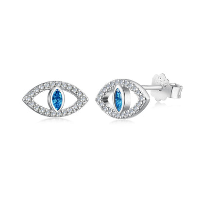 [Jesse jewelry]Blue Devil Eyes Hollow Stud Earrings
