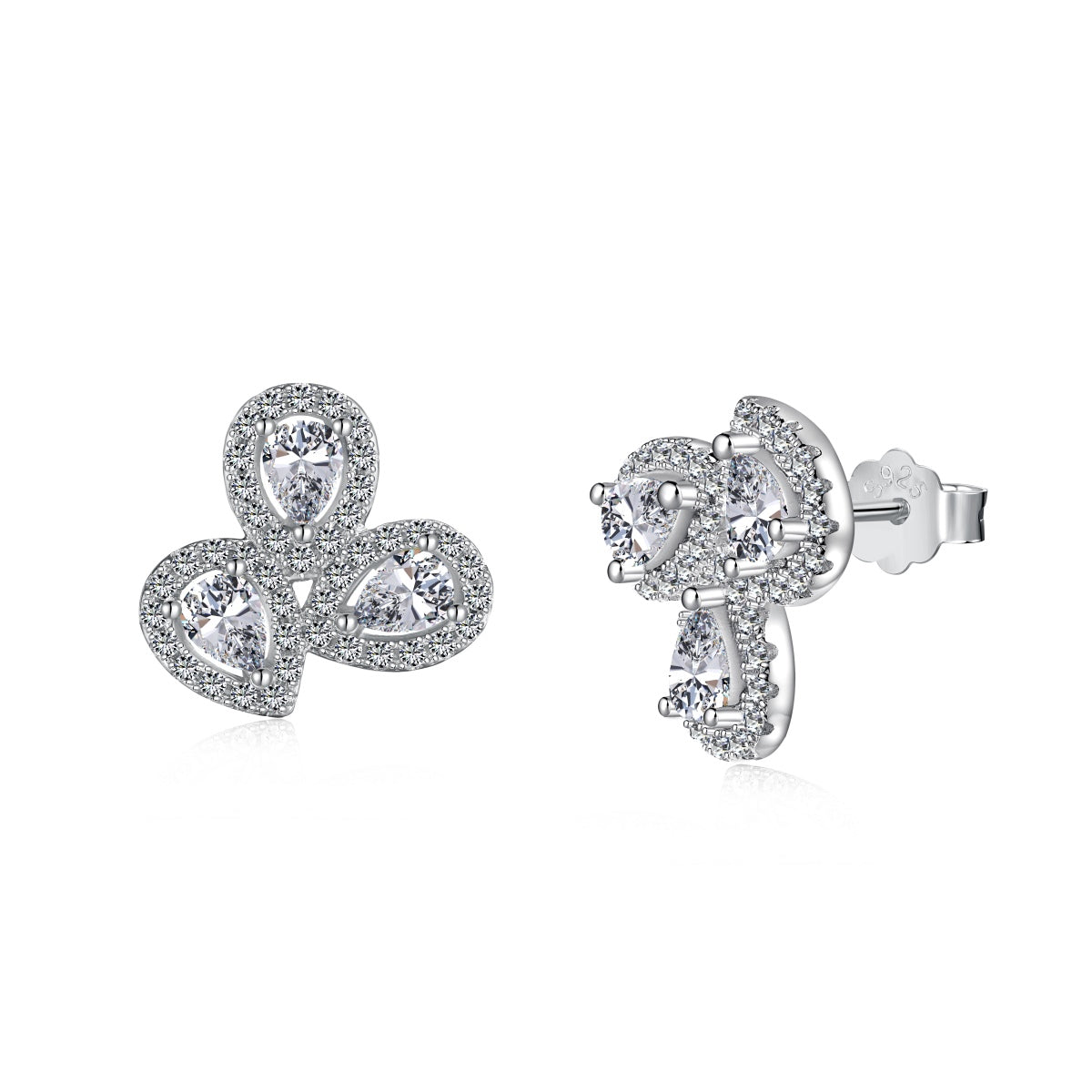 [Jesse jewelry]Ornate Flower Shape Pear Cut Lover Earrings